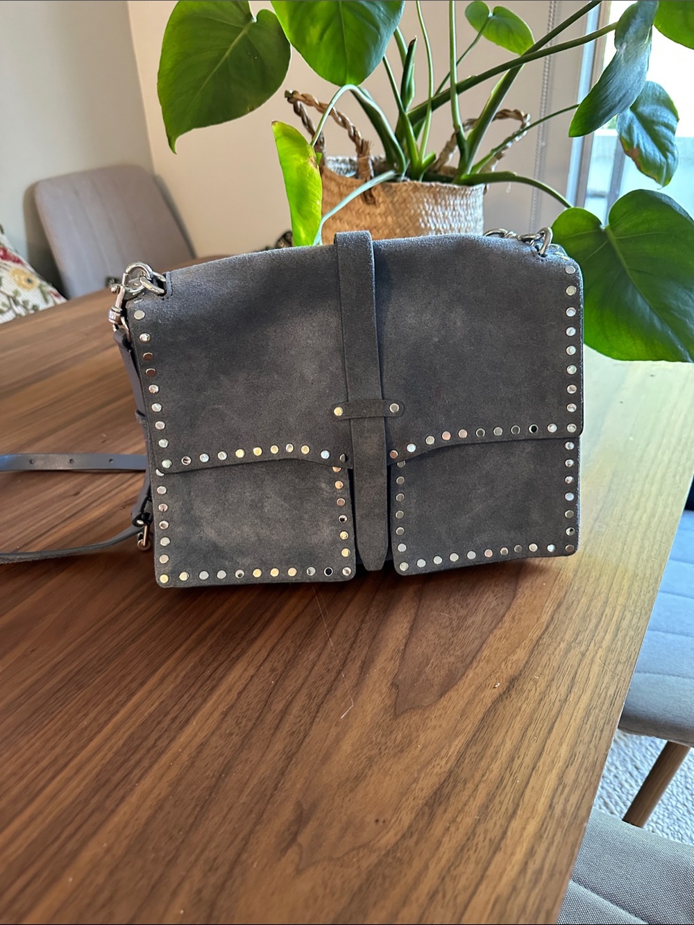 Rebecca Minkoff Nanine Studded Messenger Shoulder Bag 
100% genuine leather